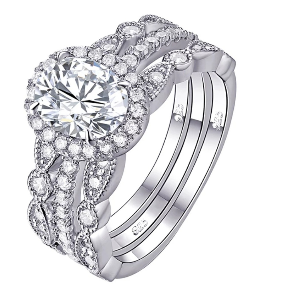 NWOT Oval Cz Wedding Set Size 7